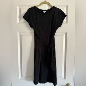 J. Crew Black Tie-Waist Midi T-Shirt Dress